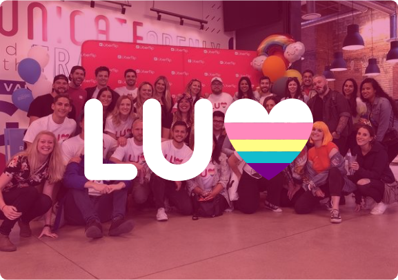 Uberflip team photo with LUV superimposed on the image.