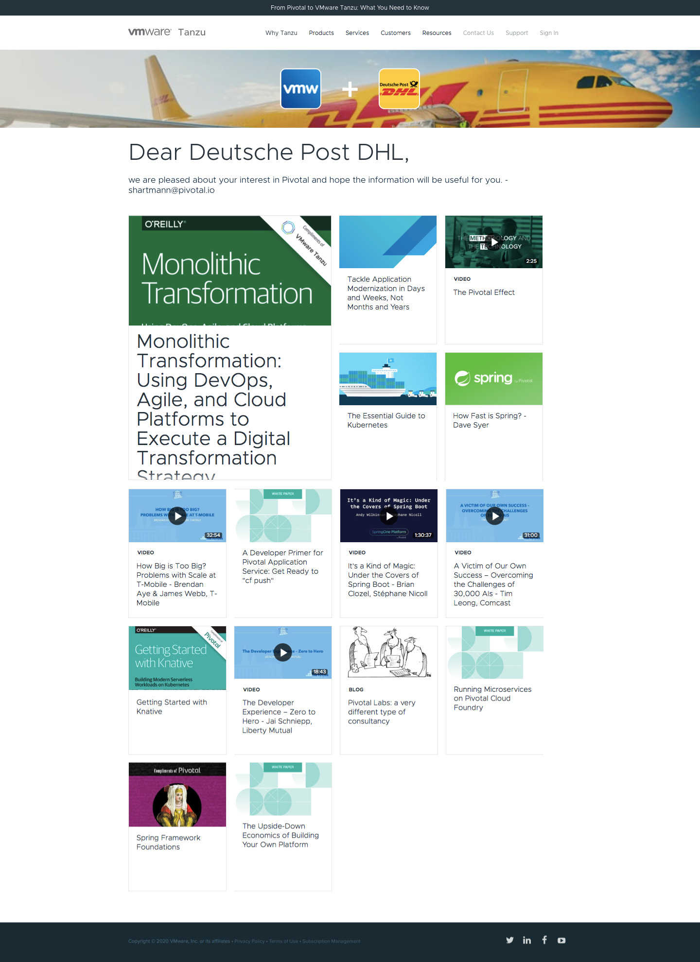Vmware Tanzu account based Marketing Stream targeting DHL