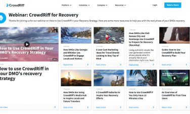 Crowdriff Webinar Marketing Stream titled Crowdriff for recovery.