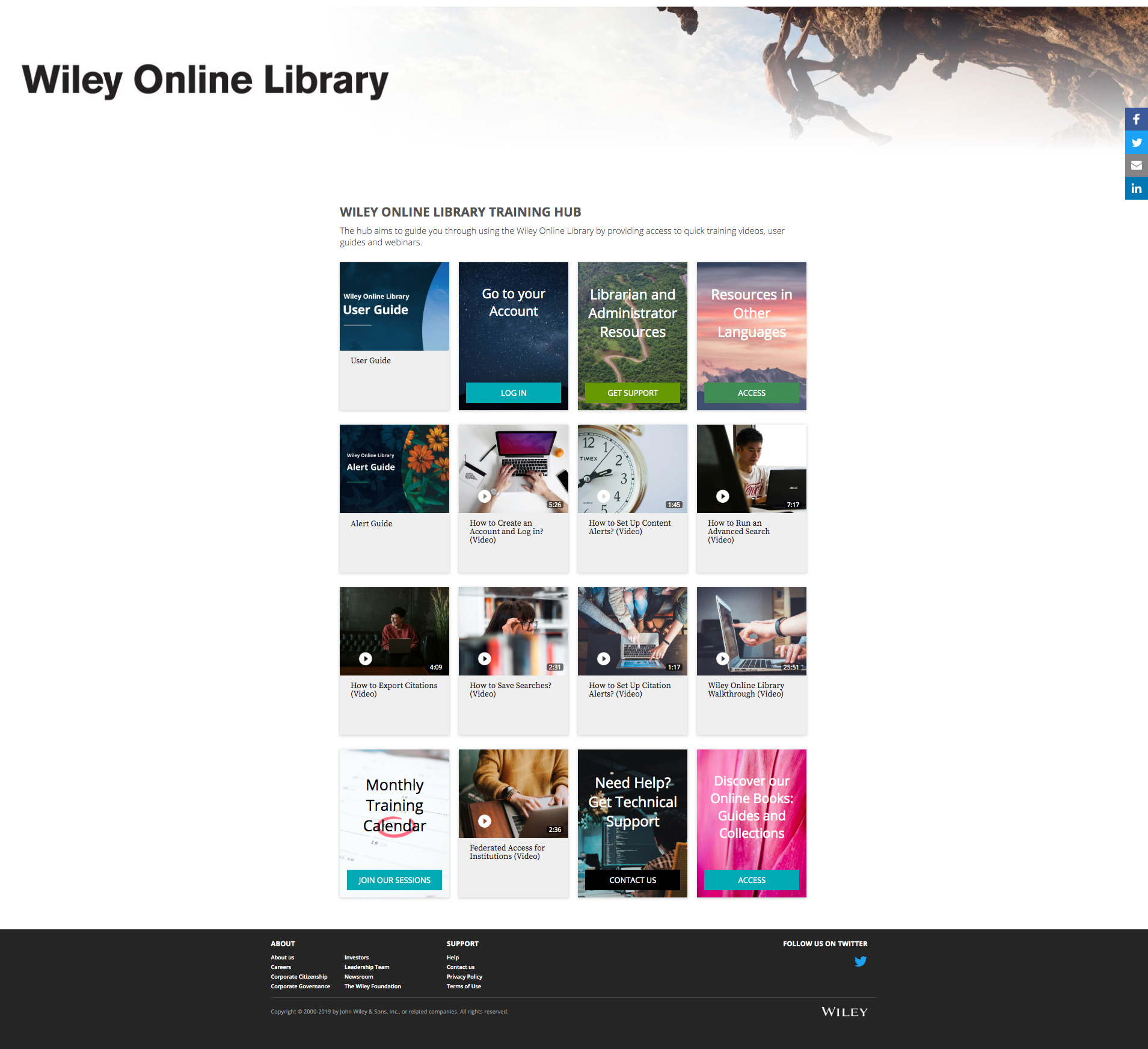 Wiley online library and training resources hub