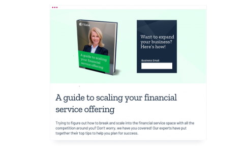 Gated ebook titled A Guide to Scaling your Financial Service Offering.