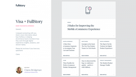 Fullstory Sales Stream targeting Visa.