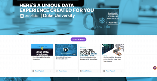 Snowflake Marketing Stream targeting Duke University.