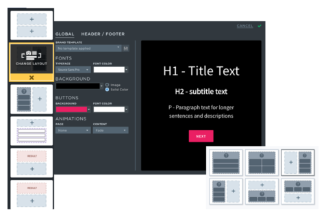 SnapApp interface showing drag and drop tools and text editor