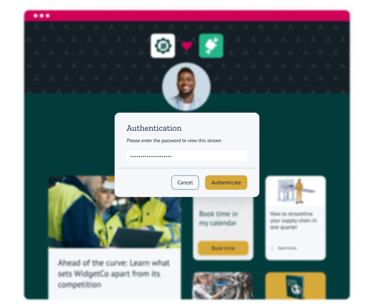 Screenshot of Uberflip’s sales tools used for authentication