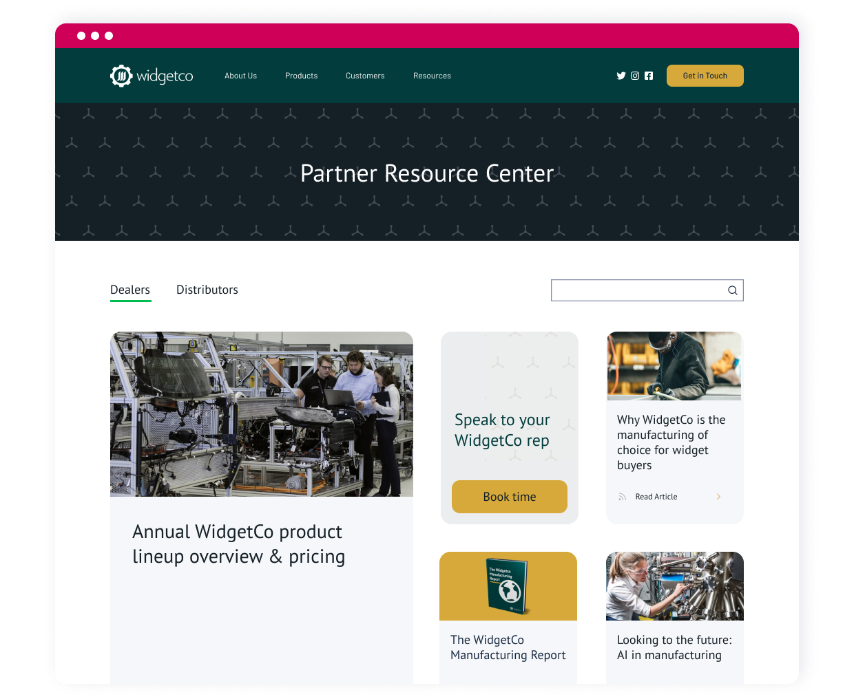 Example of Uberflip centralized content for the manufacturing and supply chain industry